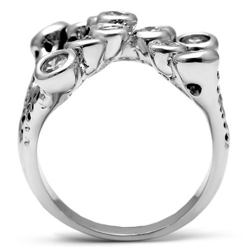 MA3W218 - Rhodium Brass Ring with AAA Grade CZ  in Clear