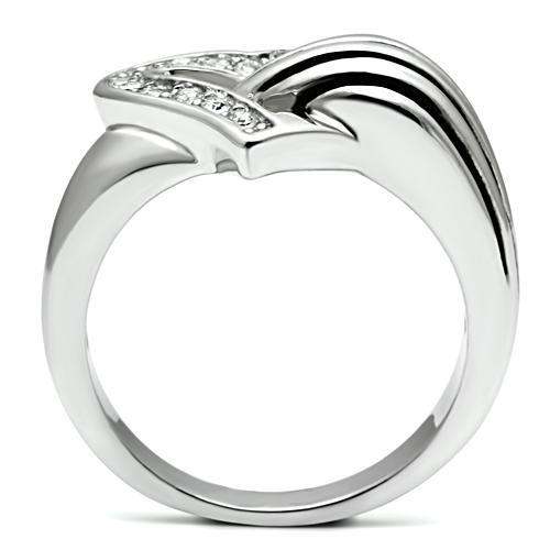 MA3W219 - Rhodium Brass Ring with Top Grade Crystal  in Clear