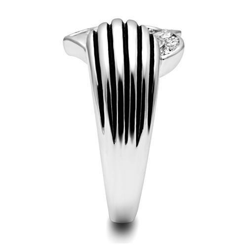 MA3W219 - Rhodium Brass Ring with Top Grade Crystal  in Clear