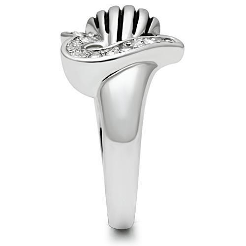 MA3W219 - Rhodium Brass Ring with Top Grade Crystal  in Clear