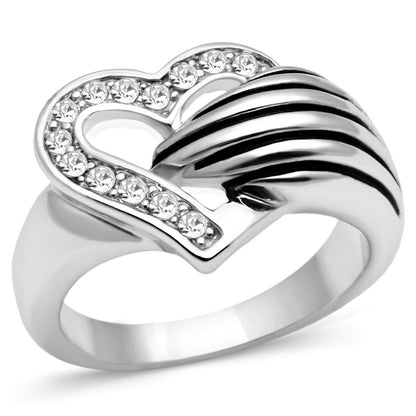 MA3W219 - Rhodium Brass Ring with Top Grade Crystal  in Clear