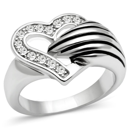 MA3W219 - Rhodium Brass Ring with Top Grade Crystal  in Clear
