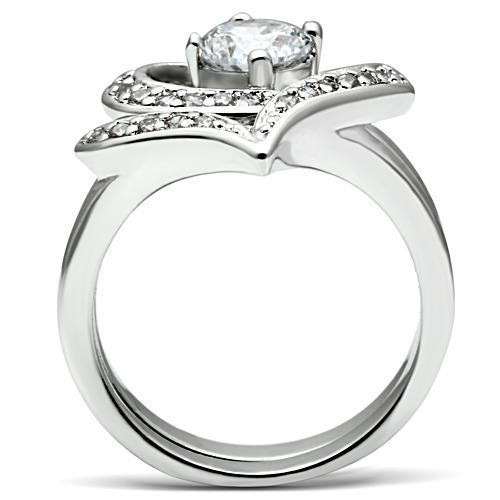 MA3W220 - Rhodium Brass Ring with AAA Grade CZ  in Clear