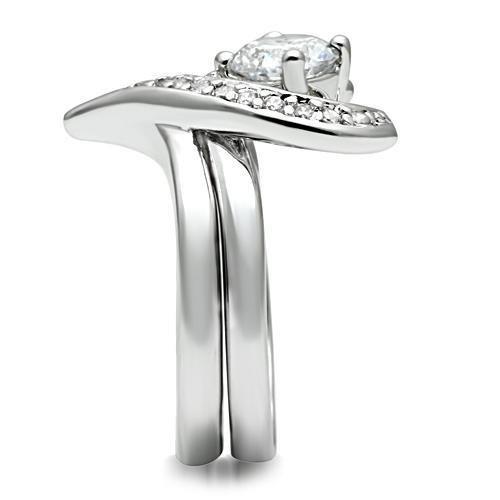 MA3W220 - Rhodium Brass Ring with AAA Grade CZ  in Clear