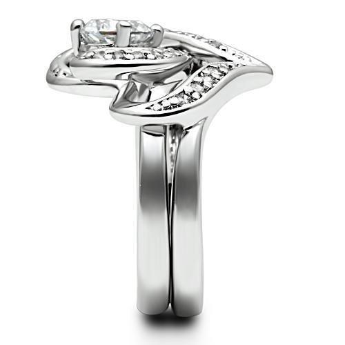 MA3W220 - Rhodium Brass Ring with AAA Grade CZ  in Clear