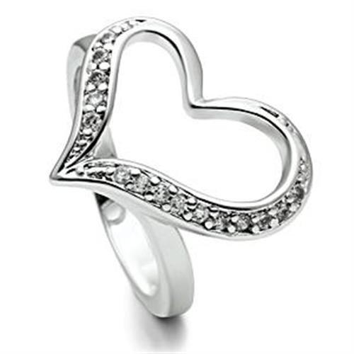 MA3W220 - Rhodium Brass Ring with AAA Grade CZ  in Clear