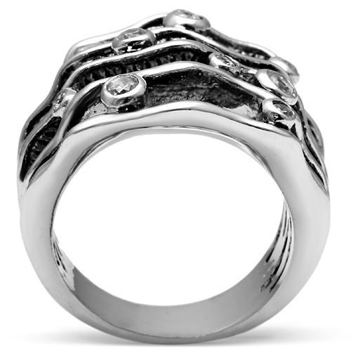MA3W221 - Rhodium Brass Ring with AAA Grade CZ  in Clear