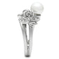 MA3W223 - Rhodium Brass Ring with Synthetic Pearl in White