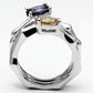 MA3W224 - Rhodium Brass Ring with AAA Grade CZ  in Multi Color