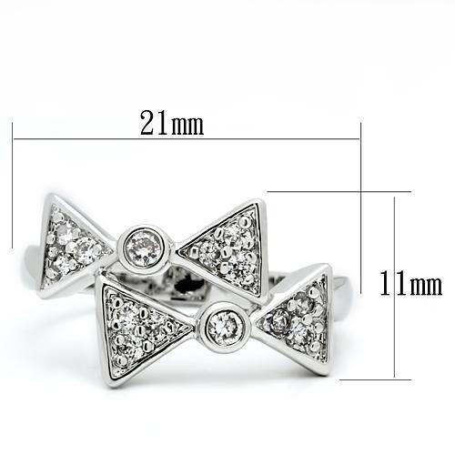 MA3W225 - Rhodium Brass Ring with AAA Grade CZ  in Clear