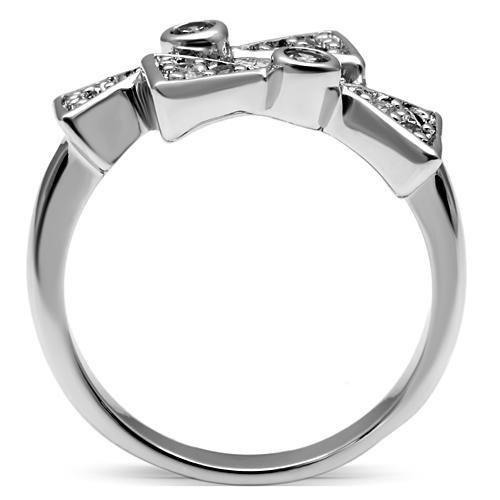 MA3W225 - Rhodium Brass Ring with AAA Grade CZ  in Clear