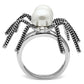 MA3W226 - Rhodium Brass Ring with Synthetic Pearl in White