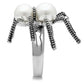 MA3W226 - Rhodium Brass Ring with Synthetic Pearl in White