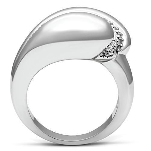 MA3W227 - Rhodium Brass Ring with AAA Grade CZ  in Clear