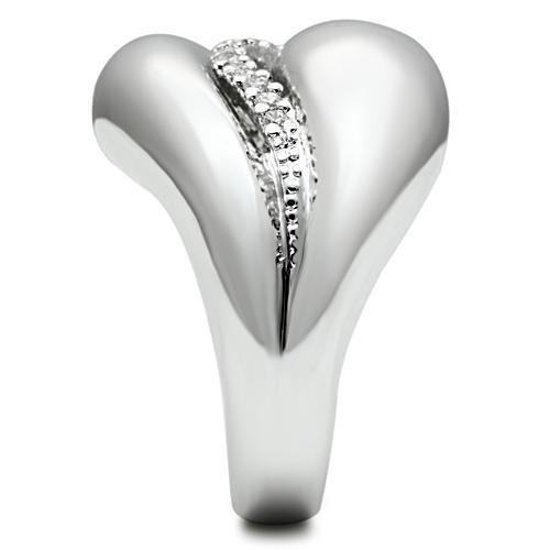 MA3W227 - Rhodium Brass Ring with AAA Grade CZ  in Clear