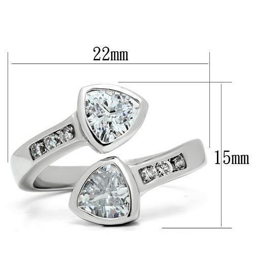 MA3W228 - Rhodium Brass Ring with AAA Grade CZ  in Clear