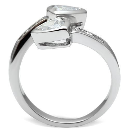 MA3W228 - Rhodium Brass Ring with AAA Grade CZ  in Clear