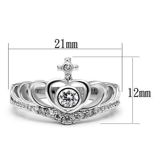 MA3W229 - Rhodium Brass Ring with AAA Grade CZ  in Clear