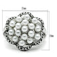 MA3W232 - Rhodium Brass Ring with Synthetic Pearl in White