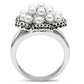 MA3W232 - Rhodium Brass Ring with Synthetic Pearl in White