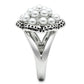 MA3W232 - Rhodium Brass Ring with Synthetic Pearl in White