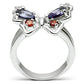 MA3W233 - Rhodium Brass Ring with AAA Grade CZ  in Multi Color