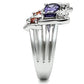 MA3W233 - Rhodium Brass Ring with AAA Grade CZ  in Multi Color