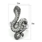 MA3W236 - Rhodium Brass Ring with Top Grade Crystal  in Jet
