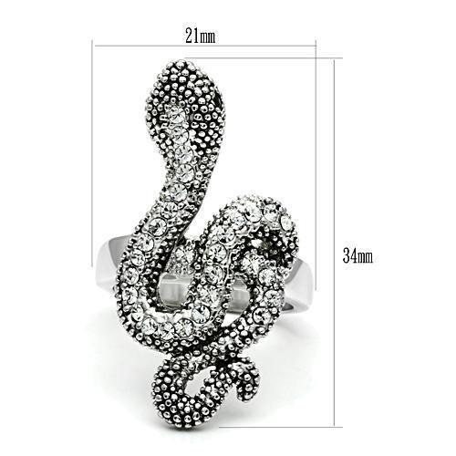 MA3W236 - Rhodium Brass Ring with Top Grade Crystal  in Jet