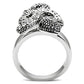MA3W236 - Rhodium Brass Ring with Top Grade Crystal  in Jet