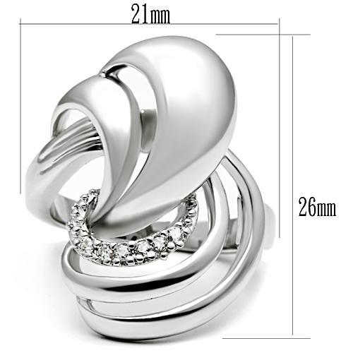 MA3W237 - Rhodium Brass Ring with AAA Grade CZ  in Clear