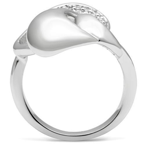 MA3W237 - Rhodium Brass Ring with AAA Grade CZ  in Clear