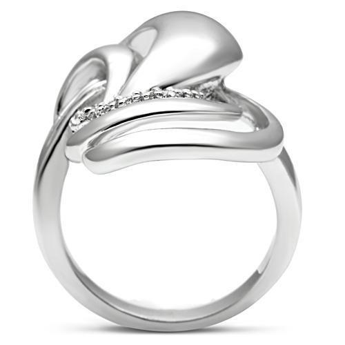 MA3W237 - Rhodium Brass Ring with AAA Grade CZ  in Clear