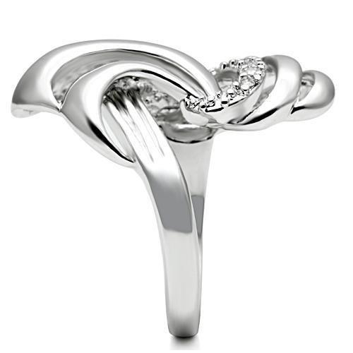 MA3W237 - Rhodium Brass Ring with AAA Grade CZ  in Clear