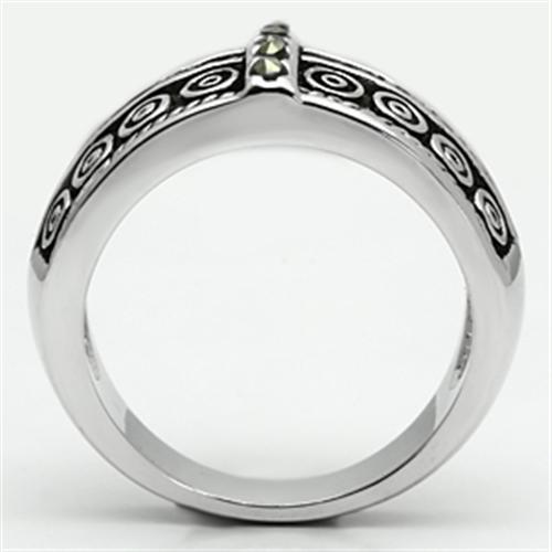 MA3W239 - Rhodium Brass Ring with Semi-Precious Marcasite in Black Diamond