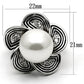 MA3W240 - Rhodium Brass Ring with Synthetic Pearl in White