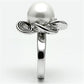 MA3W240 - Rhodium Brass Ring with Synthetic Pearl in White