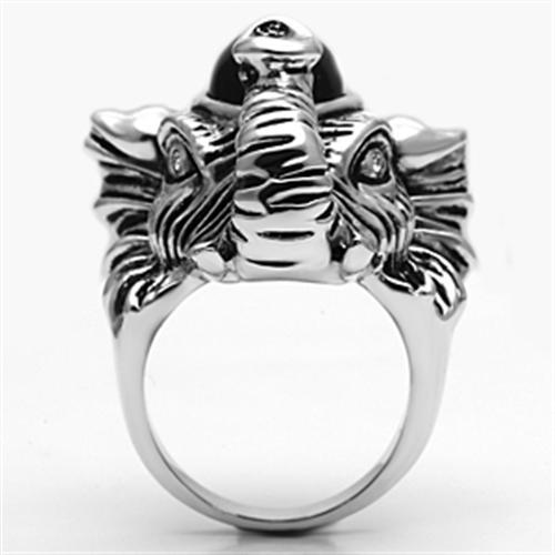 MA3W241 - Rhodium Brass Ring with Synthetic Onyx in Jet