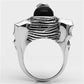 MA3W241 - Rhodium Brass Ring with Synthetic Onyx in Jet