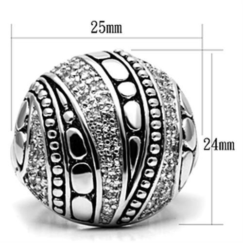 MA3W244 - Rhodium Brass Ring with AAA Grade CZ  in Clear