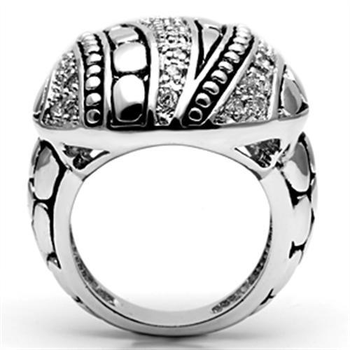 MA3W244 - Rhodium Brass Ring with AAA Grade CZ  in Clear