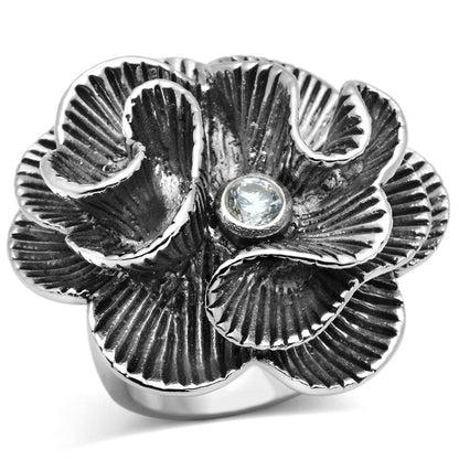 MA3W245 - Rhodium Brass Ring with AAA Grade CZ  in Clear