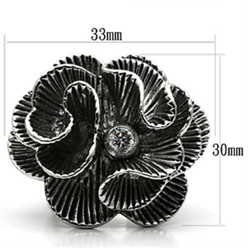 MA3W245 - Rhodium Brass Ring with AAA Grade CZ  in Clear