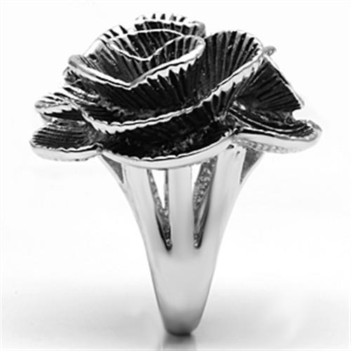 MA3W245 - Rhodium Brass Ring with AAA Grade CZ  in Clear