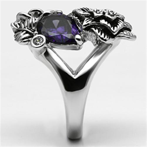 MA3W250 - Rhodium Brass Ring with AAA Grade CZ  in Fuchsia