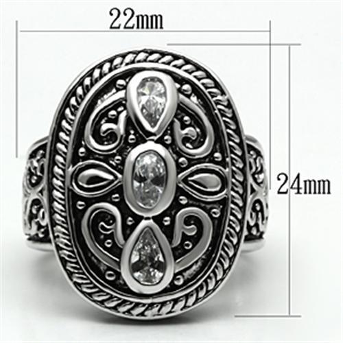 MA3W252 - Rhodium Brass Ring with AAA Grade CZ  in Clear