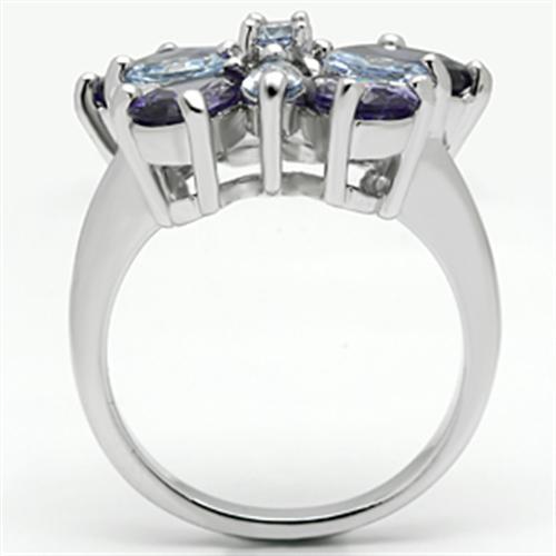 MA3W254 - Rhodium Brass Ring with AAA Grade CZ  in Multi Color