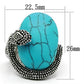 MA3W255 - Rhodium Brass Ring with Synthetic Turquoise in Sea Blue
