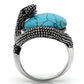 MA3W255 - Rhodium Brass Ring with Synthetic Turquoise in Sea Blue
