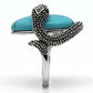 MA3W255 - Rhodium Brass Ring with Synthetic Turquoise in Sea Blue